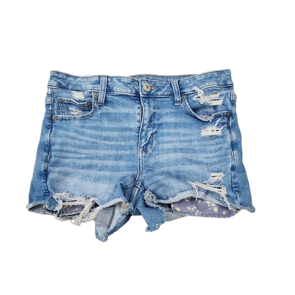 American Eagle Outfitters Light Blue Distressed Denim Jean Shorts